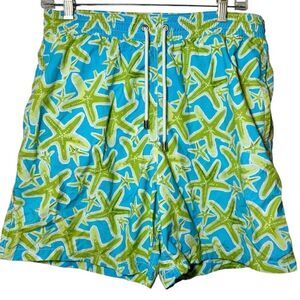 Allen Edmonds Starfish Blue Green Mesh Lined Swim Trunks Shorts Men’s Size Large